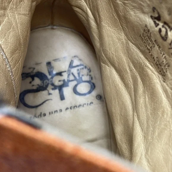 Lagarto Orange Yellow Embroidered Leather Point Toe Heeled Boots - Picture 11 of 12